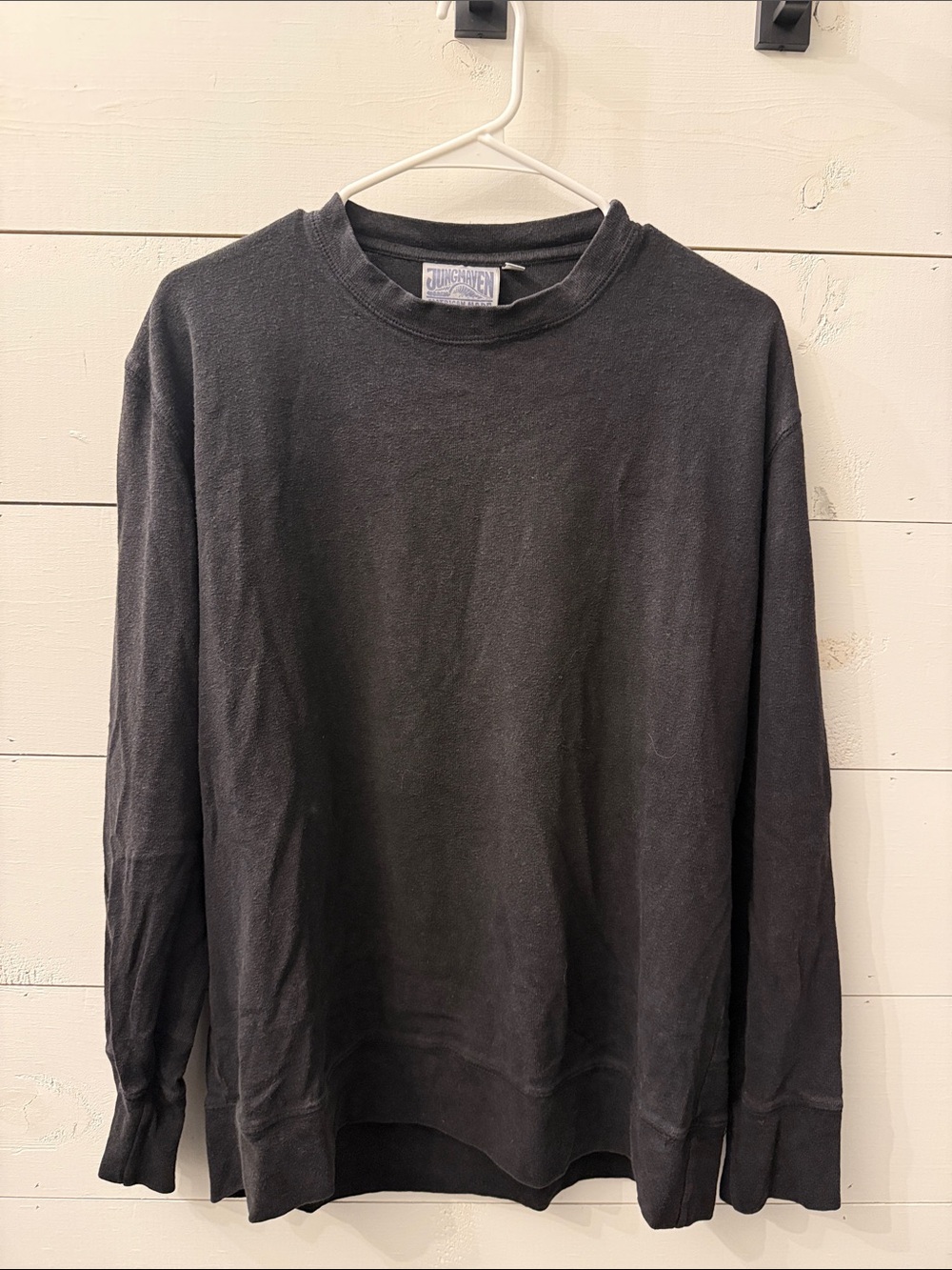 Jungmaven Washed Black Long-Sleeve Crewneck Shirt